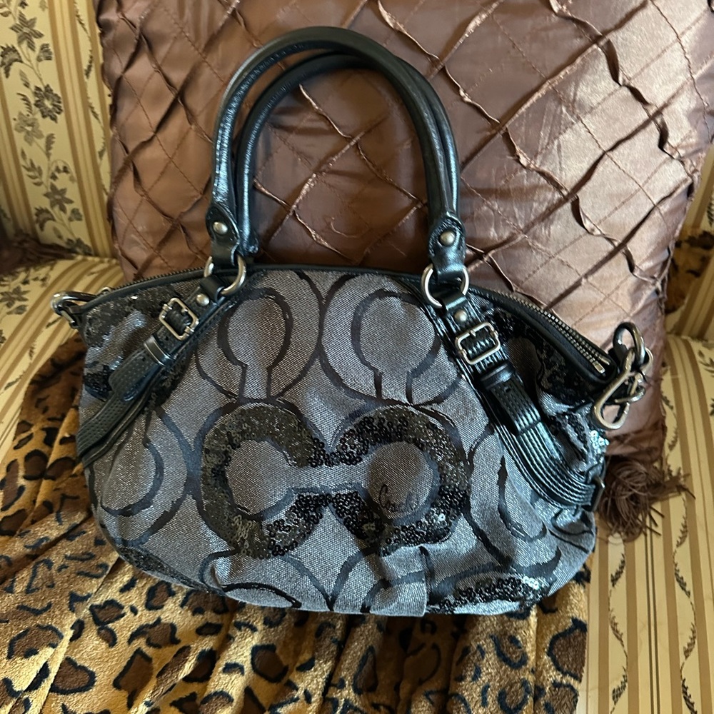 Beautiful Coach bag perfect condition with black sequins through out